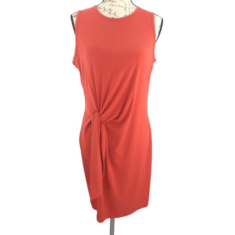 Michael Kors faux wrap with front tie Orange Sleeveless Dress sz Medium